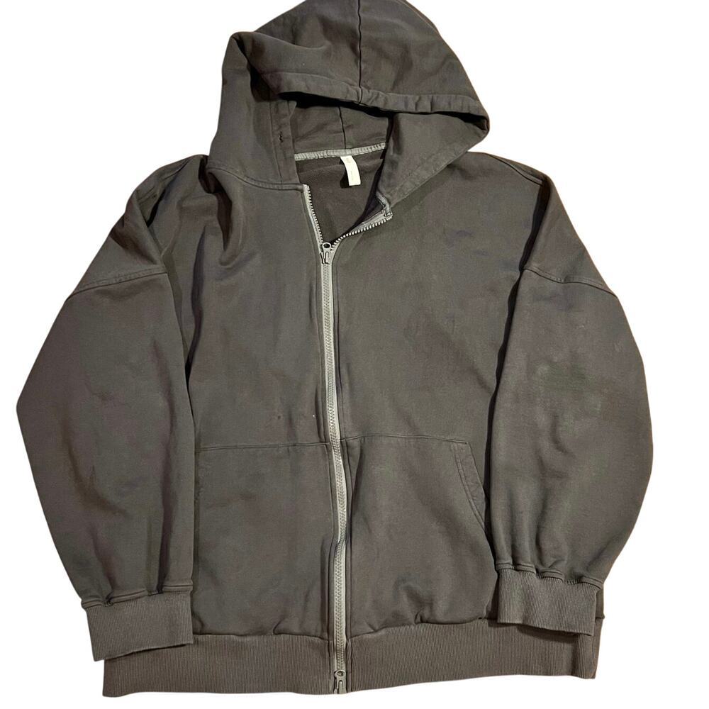 Nap Full Zip Oversized Hooded Sweatshirt Size Medium Cotton Tencel Gray Lounge